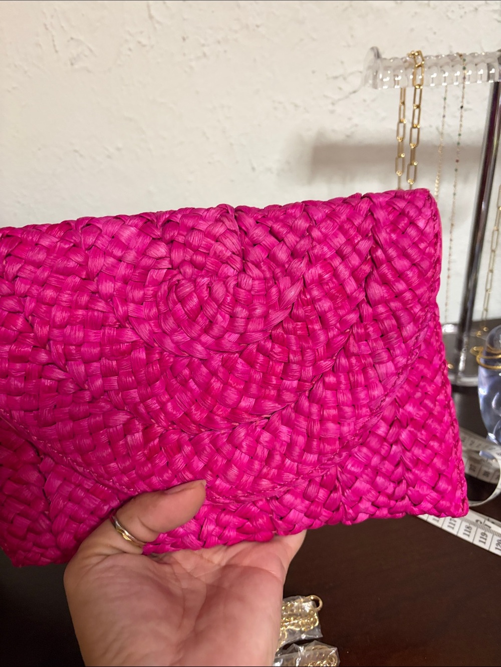 Urban Expressions Hot Pink Woven Clutch - Picture 5 of 5